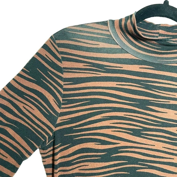 Skies Are Blue Animal Print Long Sleeve Mock Neck Dress in Brown/Black Size XS - Picture 6 of 12
